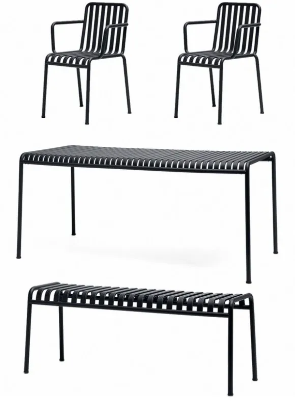 1 Palissade Bord, 2 Palissade Armchair og 1 Palissade Bench