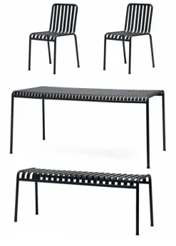 1 Palissade Bord, 2 Palissade Chair og 1 Palissade Bench