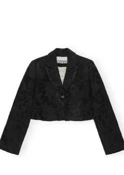 Boucle Jacquard Suiting Cropped Blazer