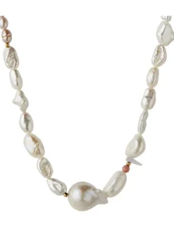 Chunky Glamour Pearl Necklace - White & Rose