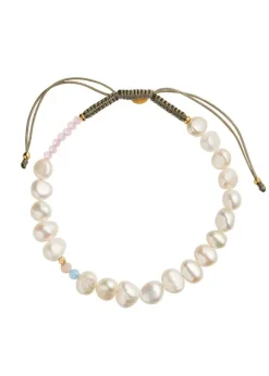 Perlie Creme Bracelet - Blue and Pink Stone
