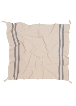 Washable Knitted Blanket Stripes Natural
