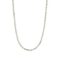 White Pearls & candy Stone Necklace