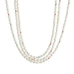 White Pearls & candy Stone Necklace